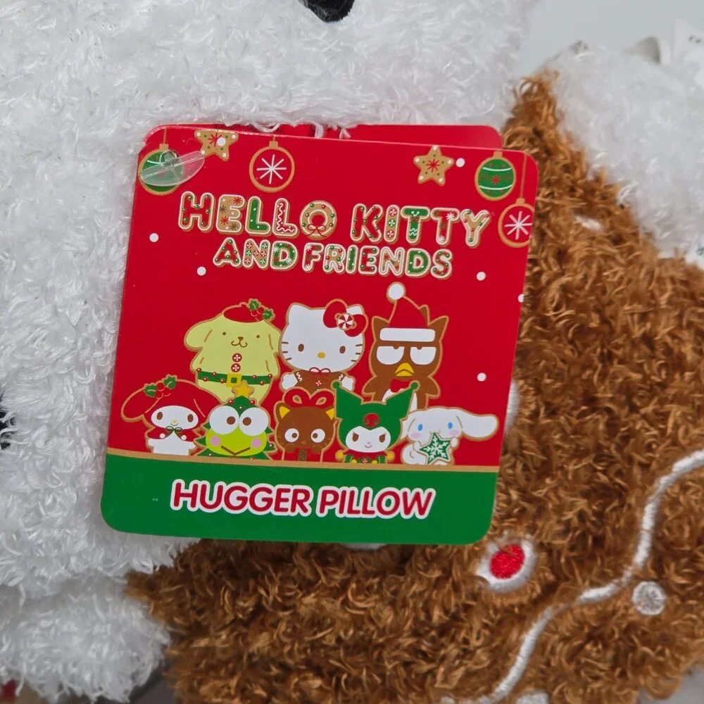 Hello Kitty Gingerbread Plush‎ Hugger Pillow Sanrio 2024 NEW Polka Dot Bow